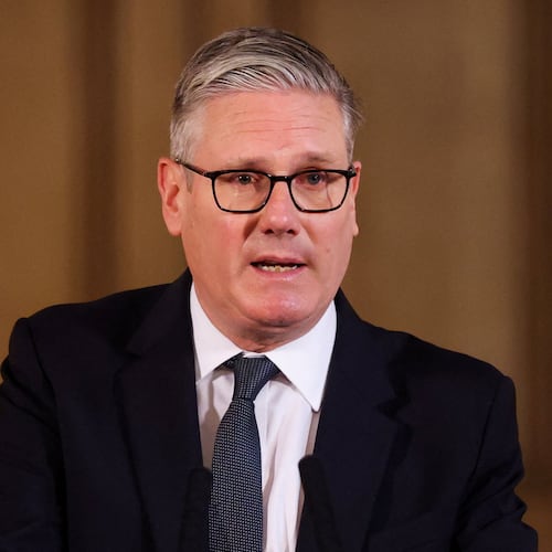 Britain's Prime Minister Keir Starmer speaks, during a meeting with leaders from across society to discuss tackling antisemitism, at Downing Street in London, Tuesday, May 5, 2026. (Hannah McKay/Pool Photo via AP)