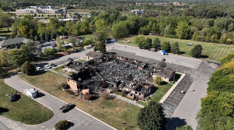 FILE - Little remained of The Church of Jesus Christ of Latter-day Saints chapel the day after a former Marine opened fire and set the building ablaze in Grand Blanc Township, Mich., Monday, Sept. 29, 2025. (AP Photo/Mark Vancleave, File)