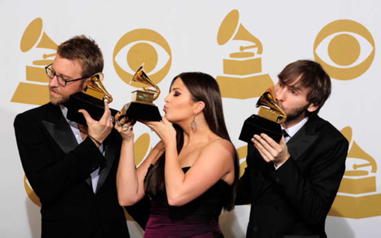 Backstage at the 54th annual Grammy Awards
