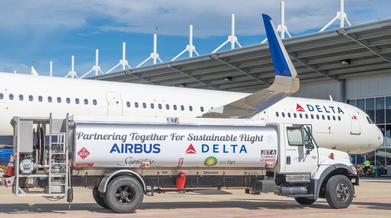 Delta used biofuels to transport new planes from an Airbus assembly site in Mobile, Ala. Source: Delta Air Lines
