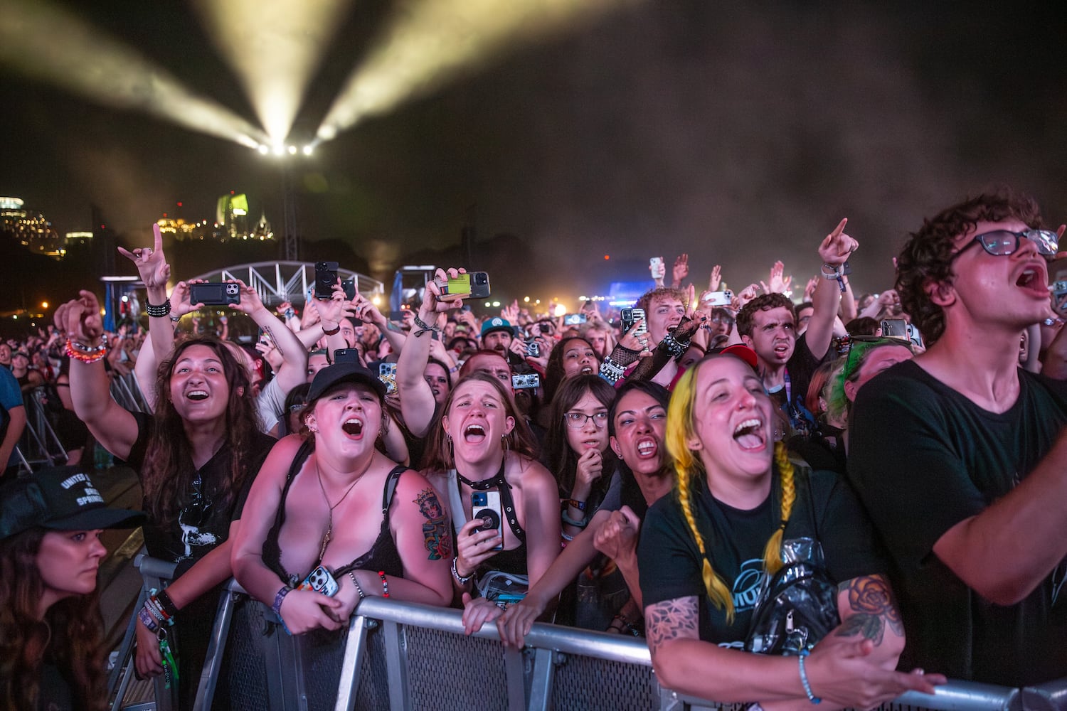 Fans enjoy My Chemical Romance on Saturday, Sept. 20, 2025, at the Shaky Knees Music Festival at Piedmont Park in Atlanta. (Ryan Fleisher for the AJC)