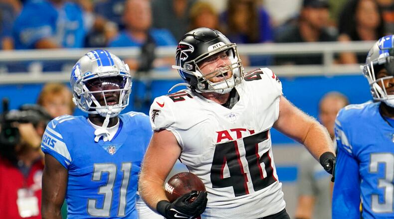 Falcons tight end Parker Hesse (46) during an exhibition game in 2022.
