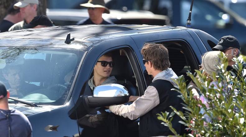 Ansel Elgort plays the getaway driver for a crime boss in "Baby Driver." Here's a photo of him on set in Atlanta. AJC photo: Brant Sanderlin