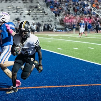Calhoun receiver Justin Beasley Jr. finished the season with 69 receptions for 1,380 yards and 15 touchdowns (Tim Godbee for the AJC)