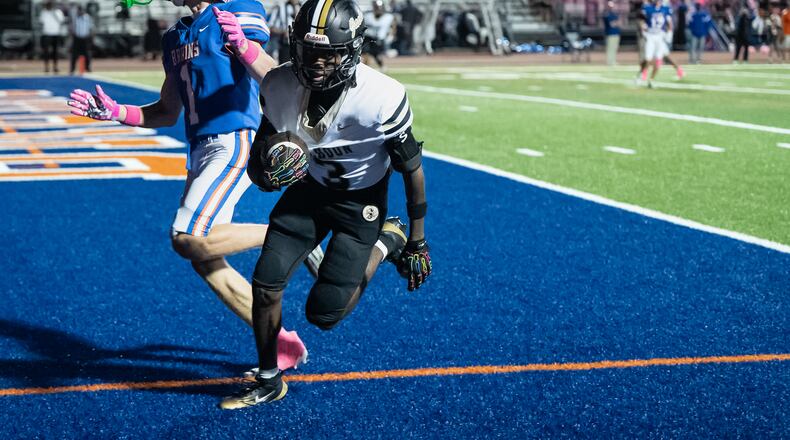 Calhoun receiver Justin Beasley Jr. finished the season with 69 receptions for 1,380 yards and 15 touchdowns (Tim Godbee for the AJC)