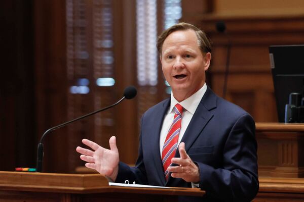 Georgia Court of Appeals Judge Brian Epps speaks at his investiture in Atlanta on Tuesday. (Miguel Martinez/AJC)