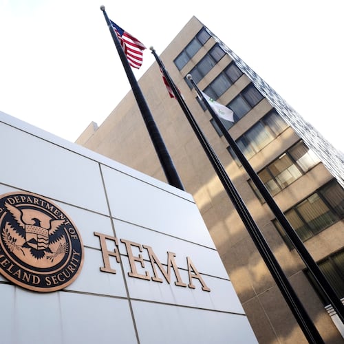 FILE - The Federal Emergency Management Agency headquarters is photographed in Washington, May 5, 2025. (AP Photo/Gene J. Puskar, File)