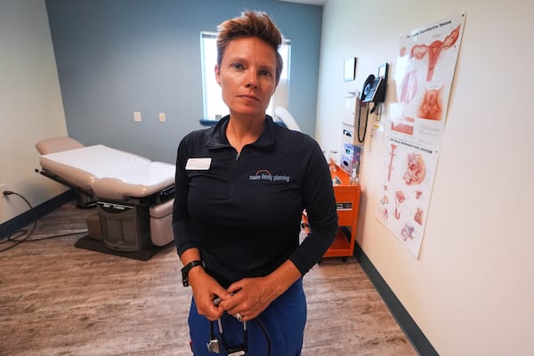 Vanessa Shields-Haas, a nurse practitioner, poses at the Maine Family Planning healthcare facility, July 15, 2025, in Thomaston, Maine. (AP Photo/Charles Krupa)