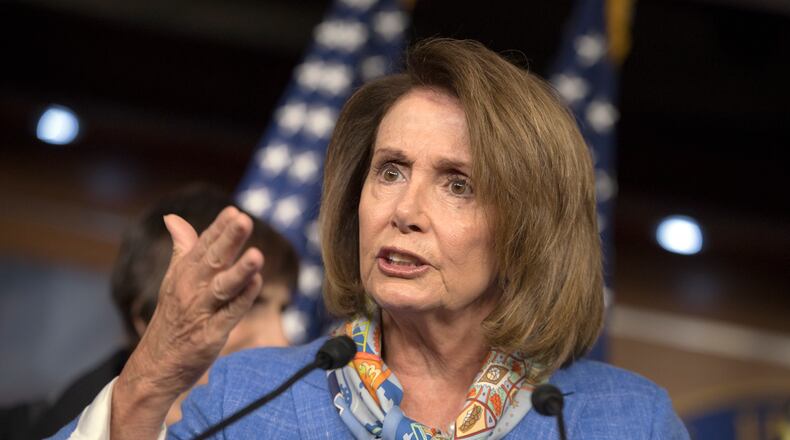 In this Aug. 11, 2016, photo, House Minority Leader Nancy Pelosi, D-Calif., speaks at a news conference on Capitol Hill in Washington.
