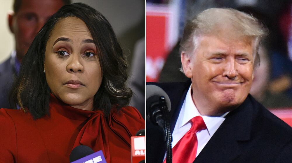 Fulton County District Attorney Fani Willis and former President Donald Trump (Natrice Miller, Hyosub Shin/The Atlanta Journal-Constitution)