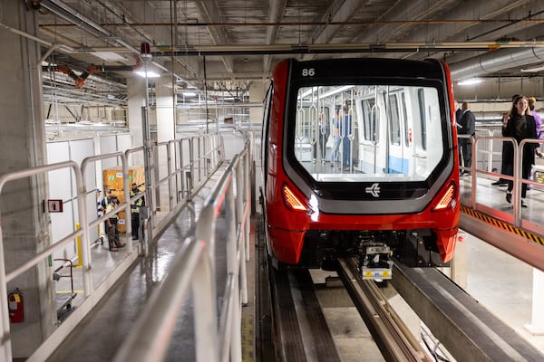 A new Plane Train car is seen at Hartsfield-Jackson Atlanta International Airport Maintenance Facility in Atlanta on Wednesday, May 7, 2025. (Arvin Temkar/AJC)