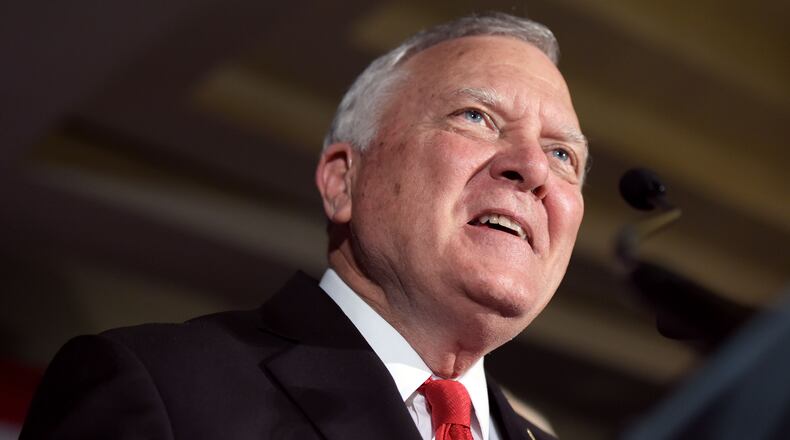 Governor Nathan Deal speaks at a Republican Unity Rally after Secretary of State Brian Kemp won the runoff for governor to Secretary of State Brian Kemp at Hilton Atlanta Northeast on Thursday, July 26. Jenna Eason / Jenna.Eason@coxinc.com