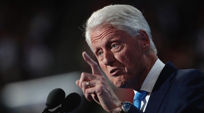 PHILADELPHIA, PA - JULY 26: Former US President Bill Clinton delivers remarks on the second day of the Democratic National Convention at the Wells Fargo Center, July 26, 2016 in Philadelphia, Pennsylvania. Democratic presidential candidate Hillary Clinton received the number of votes needed to secure the party's nomination. An estimated 50,000 people are expected in Philadelphia, including hundreds of protesters and members of the media. The four-day Democratic National Convention kicked off July 25. (Photo by Drew Angerer/Getty Images)