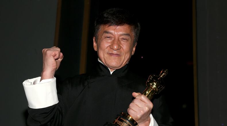 HOLLYWOOD, CA - NOVEMBER 12: Honoree Jackie Chan poses with his award during the Academy of Motion Picture Arts and Sciences' 8th annual Governors Awards at The Ray Dolby Ballroom at Hollywood & Highland Center on November 12, 2016 in Hollywood, California. (Photo by Frederick M. Brown/Getty Images)