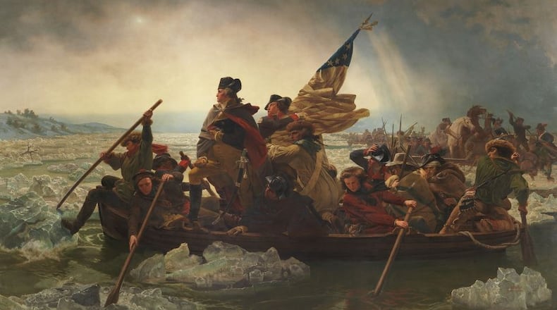 Emanuel Leutze's depiction, seven decades later, of Washington's attack on the Hessians at Trenton on Dec. 25, 1776. Critics say new U.S. history testing requirements for advance placement high school students short-changes both the Founding Fathers and military history.