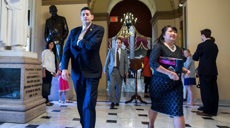 Rep. Paul Ryan (R-Wis.) leaves a meeting with House Republicans at the Capitol in Washington in this October file photo. Zach Gibson/The New York Times