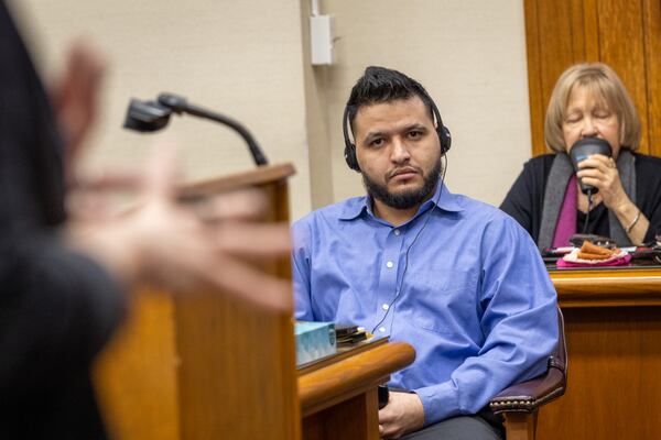 Jose Ibarra appears at his trial at the Athens-Clarke County Superior Court on Tuesday, Nov. 19, 2024, in Athens. Ibarra faces charges related to the killing of Laken Riley, whose body was discovered on the University of Georgia campus in February. (Arvin Temkar/AJC)