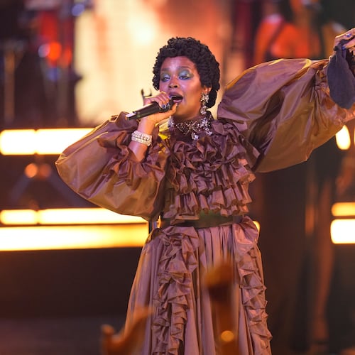 Lauryn Hill accepts the living legend icon award during the BET Awards on Sunday, June 28, 2026, at the Peacock Theater in Los Angeles. (AP Photo/John Locher)