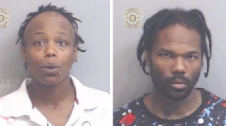 Atlanta police arrested Meyoshia Larrysha Gentry (left) and Earl Robert Wade on charges stemming from an April 10 shooting along Ted Turner Drive.