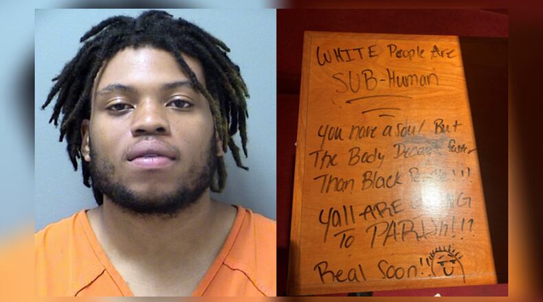 Carl Allen Perkins (lefT) is accused of vandalizing a Woodstock church last week.