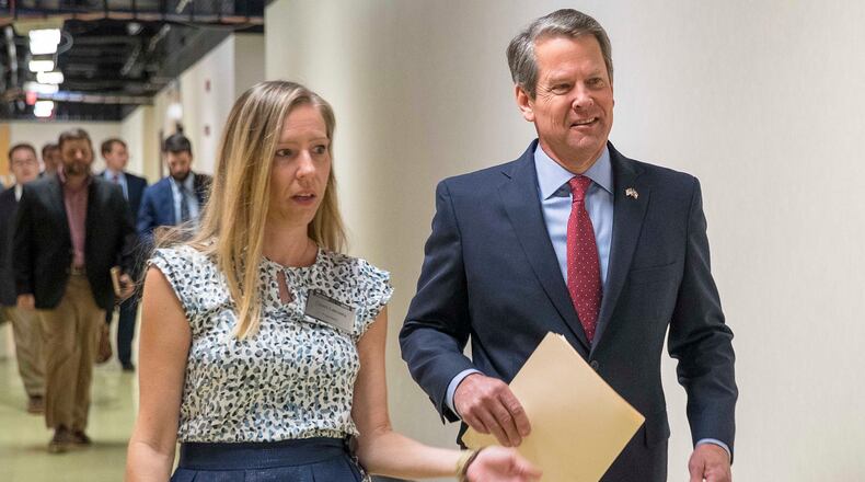 Republican gubernatorial candidate Brian Kemp before a live taping of the Tuesday’s gubernatorial debate for the Atlanta Press Club at the Georgia Public Broadcasting studio in Atlanta, ALYSSA POINTER/ALYSSA.POINTER@AJC.COM