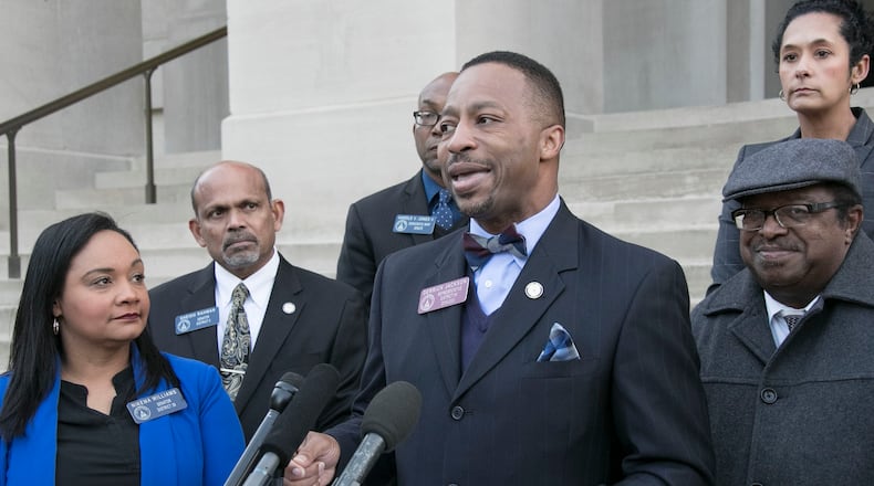 Democratic state Rep. Derrick Jackson has introduced House Bill 1159, which seeks to disqualify Donald Trump from the state's presidential ballot under the insurrection clause of the U.S. Constitution. Bob Andres / robert.andres@ajc.com