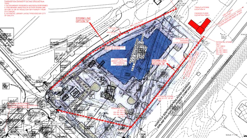Duluth will locate a train-viewing platform close to the proposed new library in downtown. Courtesy City of Duluth
