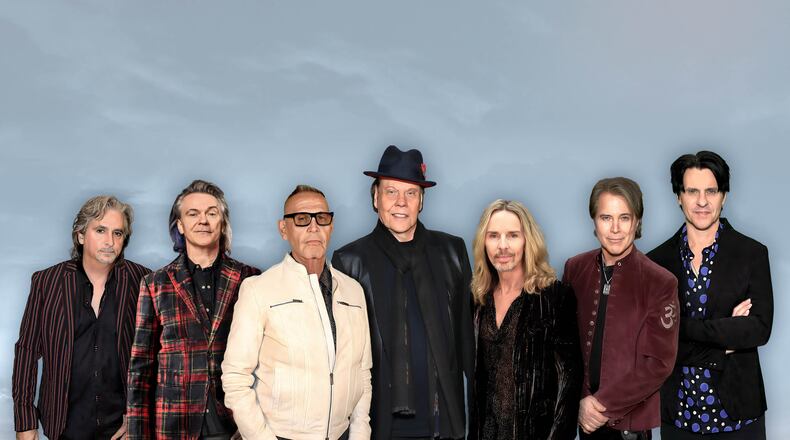 Styx (from left: Todd Sucherman, Lawrence Gowan, Chuck Panozzo, James “JY” Young, Tommy Shaw, Terry Gowan, Will Evankovich) plays Wednesday, July 17 at Ameris Bank Amphitheatre. COurtesy of Jason Powell