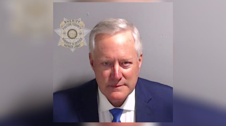 Booking shot of Mark Meadows at the Fulton County Jail on Aug. 24, 2023. (Fulton County Sheriff's Office)