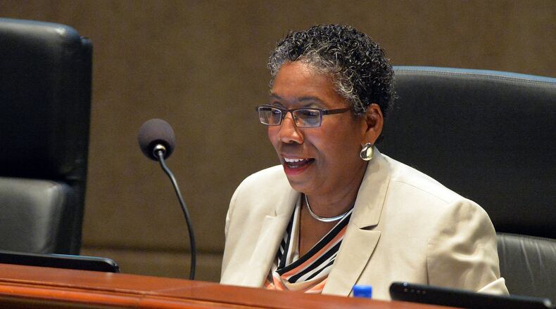 Fulton County Commissioner Joan Garner is shown during a board meeting at the Fulton County Government Center Wednesday, April 15, 2015. KENT D. JOHNSON/ KDJOHNSON@AJC.COM AJC FILE PHOTO