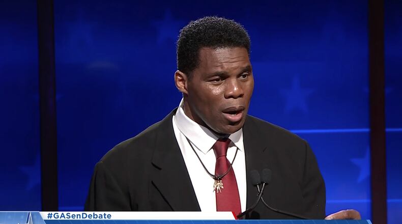 Warnock and Walker debate on Friday, Oct. 14, 2022 (WSAV screenshots)