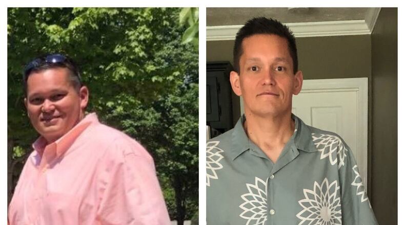 In the photo on the left, taken in May 2018, Tony Verzosa weighed 285 pounds. In the photo on the right, taken in June, he weighed 195 pounds. (Photos contributed by Tony Verzosa)