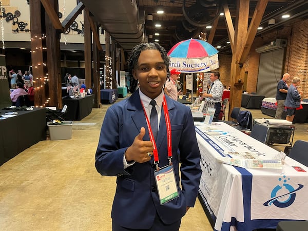 Ja’Quon Stembridge gives a thumbs up during the GOP convention in Columbus, Ga, on Saturday June 10, 2023. (David Aaro/AJC)