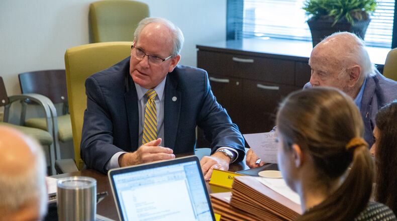Development Authority of Fulton County CEO Al Nash (center) makes a comment during a meeting at the Fulton County Government Center in Atlanta on Thursday, Aug. 22, 2019. (Photo by Phil Skinner)