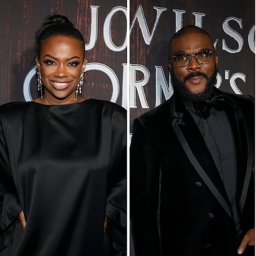 Several producers of Broadway's revival of August Wilson's "Joe Turner's Come and Gone" are from Atlanta including Kandi Burruss, Tyler Perry and Shamea Morton, all on the April 25, 2026 red carpet outside the Ethel Barrymore Theatre in New York City. (L-C: AP, R: Courtesy of Shamea Morton)