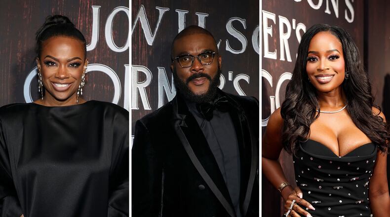 Several producers of Broadway's revival of August Wilson's "Joe Turner's Come and Gone" are from Atlanta including Kandi Burruss, Tyler Perry and Shamea Morton, all on the April 25, 2026 red carpet outside the Ethel Barrymore Theatre in New York City. (L-C: AP, R: Courtesy of Shamea Morton)