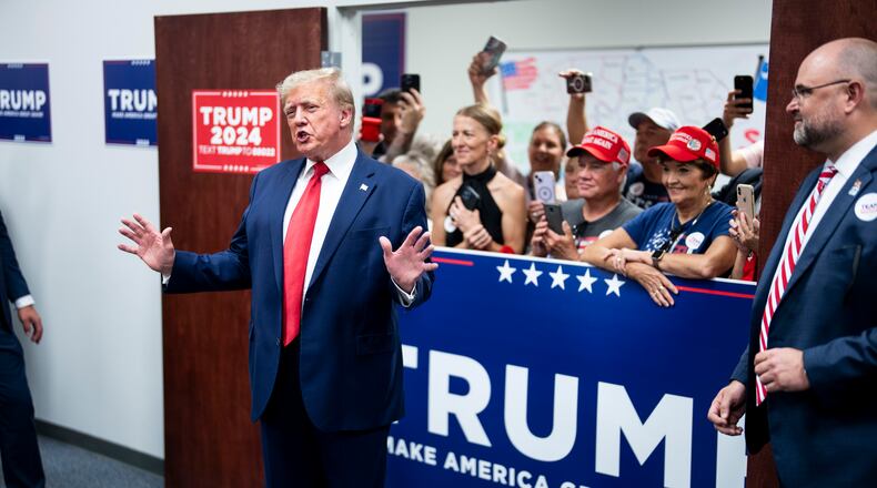 Former President Donald Trump, who commands huge leads in polling of GOP voters, skipped Wednesday night's Republican presidential candidates debate, where seven hopefuls tried to pitch themselves as his chief competitor for the 2024 nomination. (Doug Mills/The New York Times)