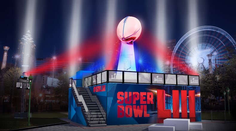 A rendering of the Vince Lombardi Trophy sculpture that will be installed at Centennial Olympic Park for Super Bowl Live.