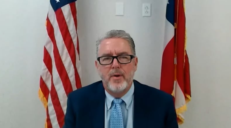 Marty Daniel, the founder and chief executive of gun manufacturer Daniel Defense, testifies remotely during a U.S. House Oversight Committee hearing Wednesday about the industry's impact on gun violence.