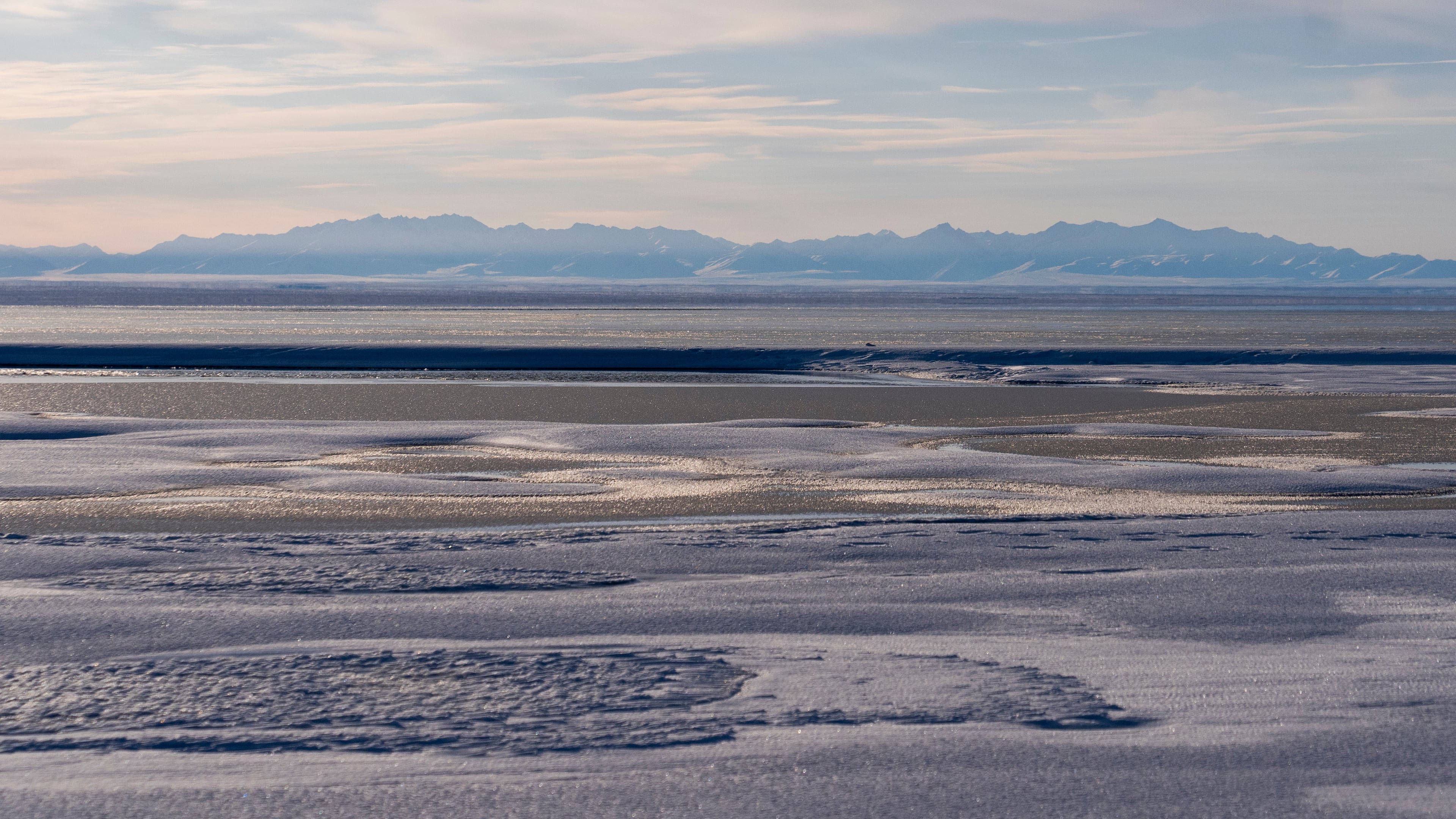 FILE - The Kaktovik Lagoon and the Brooks Range mountains of the Arctic National Wildlife Refuge are seen in Kaktovik, Alaska, Oct. 15, 2024. (AP Photo/Lindsey Wasson, File)