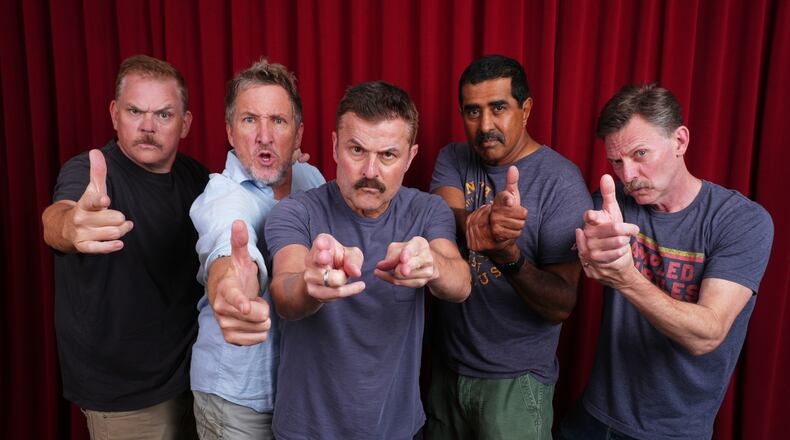 Cast members, from left, Kevin Heffernan, Paul Soter, Steve Lemme, Jay Chandrasekhar and Eric Stolhanske pose for a portrait to promote the film "Super Troopers 3" on Monday, July 27, 2026, in Burbank, Calif. (AP Photo/Chris Pizzello)
