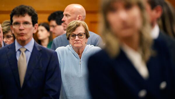 Peggy O'Keefe, mother of John O'Keefe watches as the jury enters he courtroom to resume deliberations during Karen Read's trial at Norfolk Superior Court, Wednesday, June 18, 2025, in Dedham, Mass. (Greg Derr/The Patriot Ledger via AP, Pool)