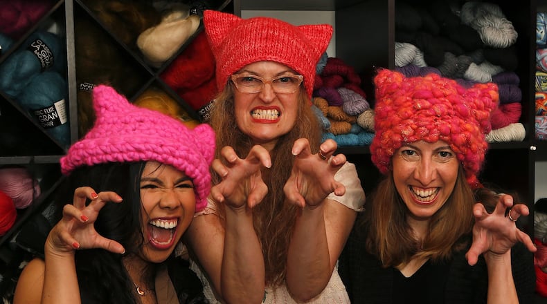 Last year’s Women’s Marches had plenty of those hats with a certain vulgar name, and they showed up again this year. MEL MELCON / LOS ANGELES TIMES / TNS