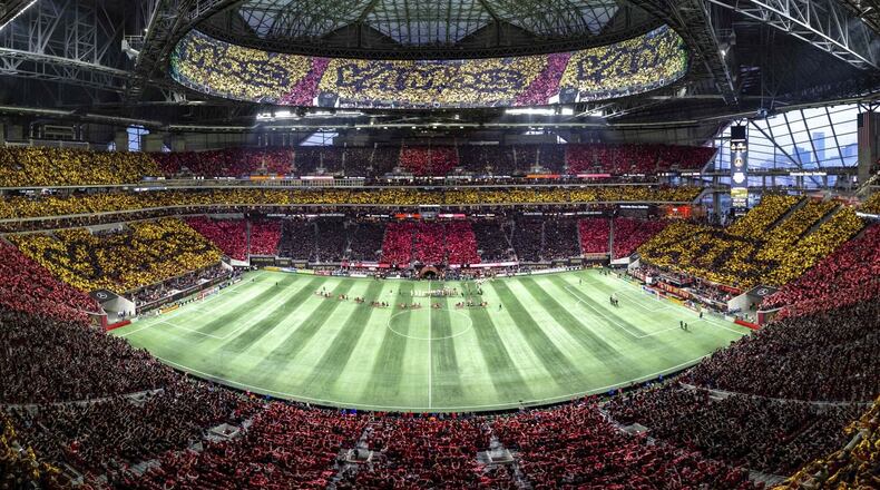 Atlanta United fans at Mercedes-Benz Stadium Sunday unveiled a memorable tifo.