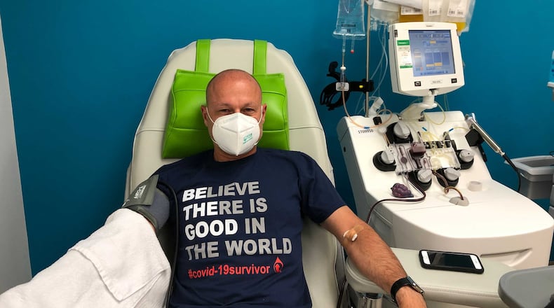 Domenico Piccininni, 50, is a COVID-19 survivor who recently donated blood plasma that will be used to treat patients with the disease. CONTRIBUTED