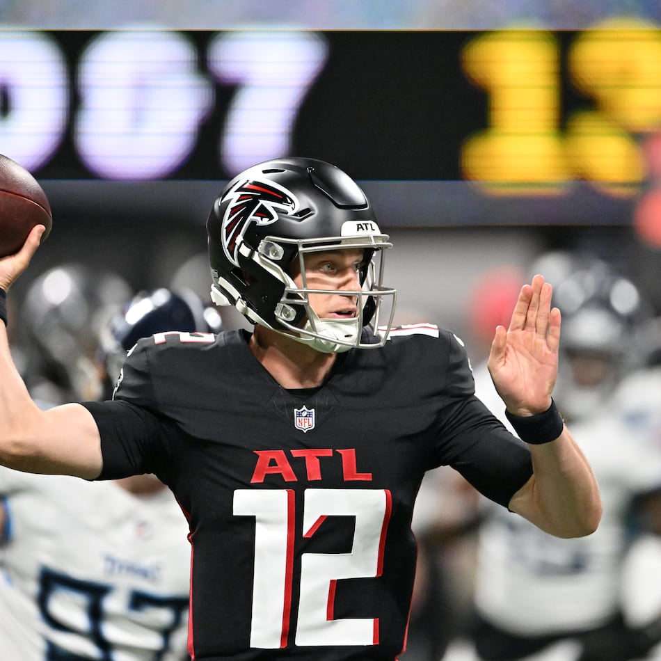Quarterback Easton Stick, formerly of the Chargers, signed with the Falcons on April 21. He guided the team for most of the exhibition season. (Hyosub Shin/AJC)
