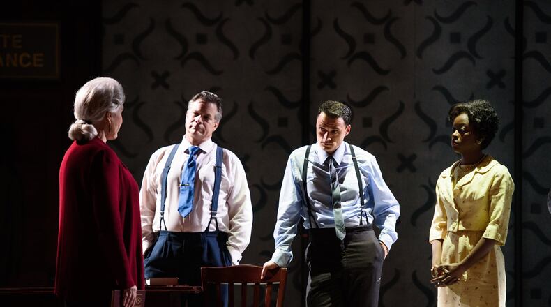 Caitlin O’Connell, Ric Reitz, Lee Osorio and Danielle Deadwyler perform in “The Temple Bombing,” at the Alliance Theatre through March 12. (PHOTO CONTRIBUTED BY GREG MOONEY.)