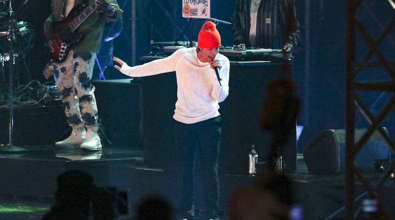 Justin Bieber performed at the Triller Fight Club event April 17, 2021, at Mercedes Benz-Stadium in downtown Atlanta. (Photo: Robb Cohen for The Atlanta Journal-Constitution)