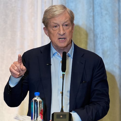 Tom Steyer speaks during a gubernatorial candidate forum on Latino and immigrant communities in Sacramento, Calif., Tuesday, April 14, 2026. (AP Photo/Godofredo A. Vásquez)