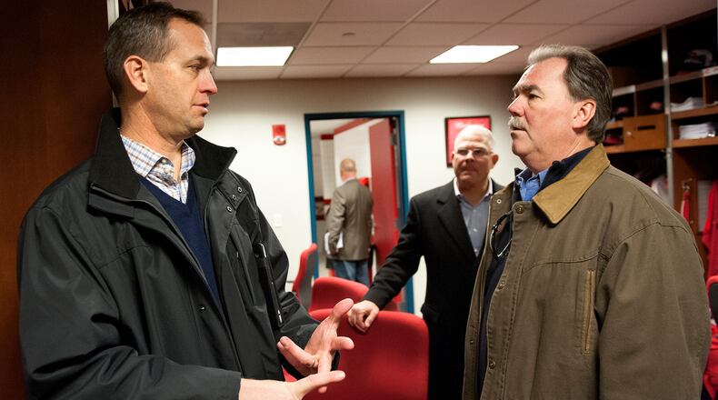 Long-time Braves executives Derek Schiller (left) and Mike Plant have new CEO titles.